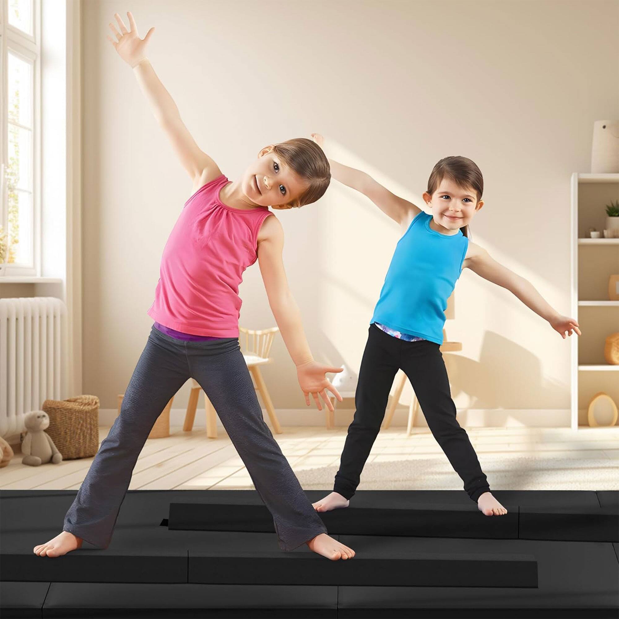 Alt View 8. BalanceFrom Fitness - BalanceFrom Fitness All Purpose Mat with 8 Ft Balance Beam Gymnastic Set, Black - Black.