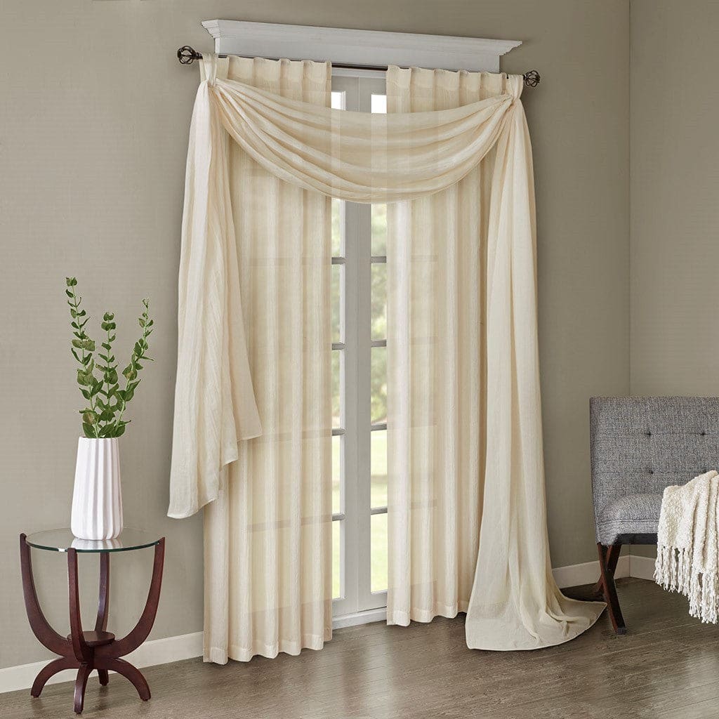 BreeBe - Solid Crushed Curtain Panel Pair(2 Pcs Window Panels) - Cream