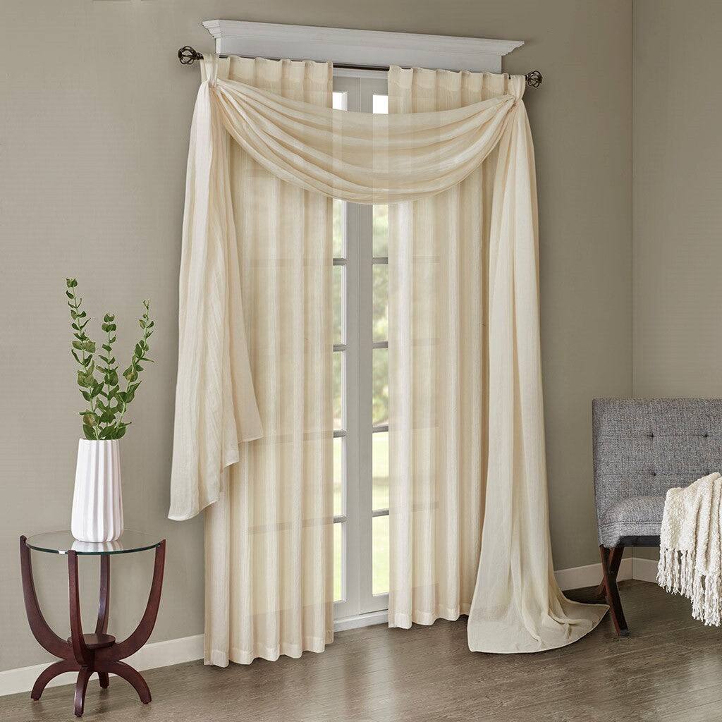Front. BreeBe - Solid Crushed Curtain Panel Pair(2 Pcs Window Panels) - Cream.