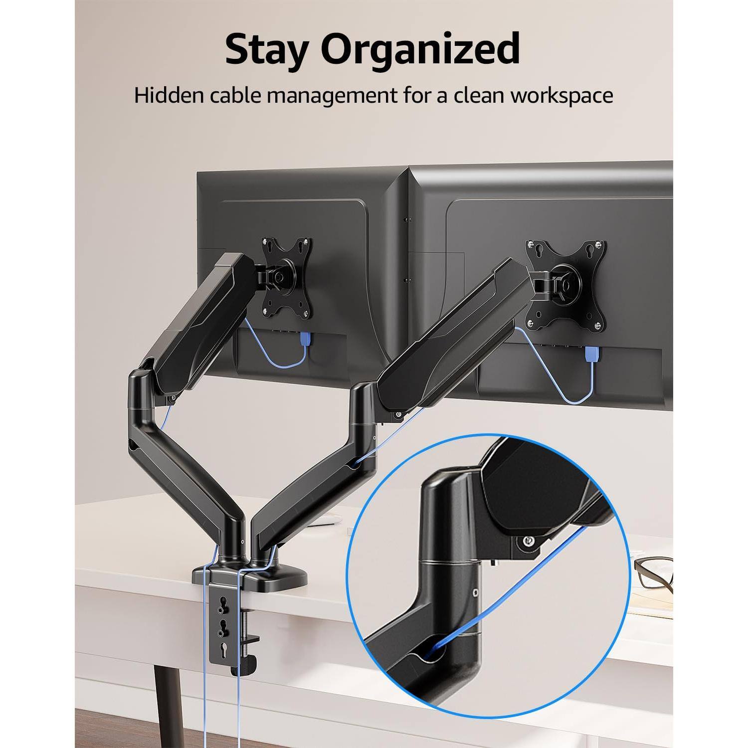 Stay Organized  
Hidden cable management for a clean workspace