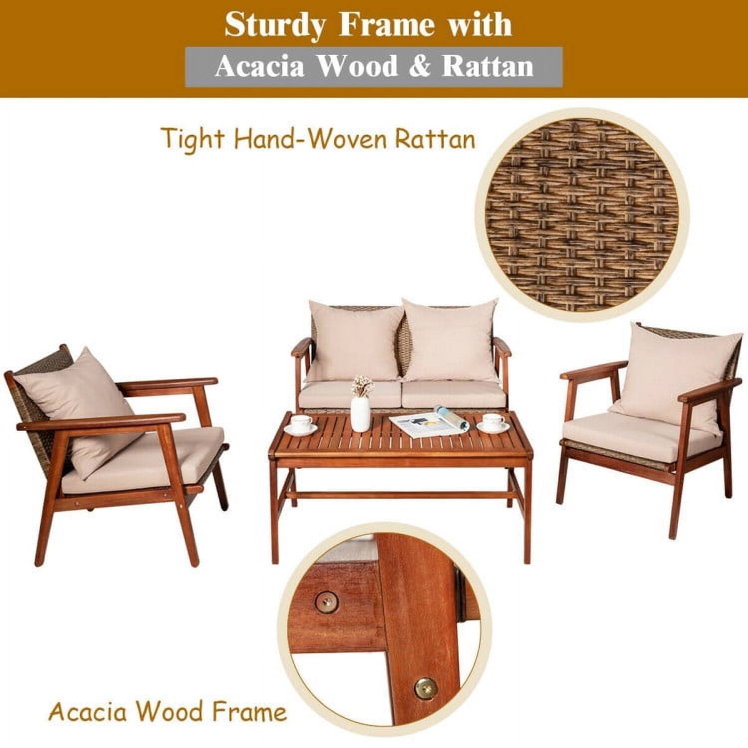 Sturdy Frame with Acacia Wood & Rattan

Tight Hand-Woven Rattan

Acacia Wood Frame