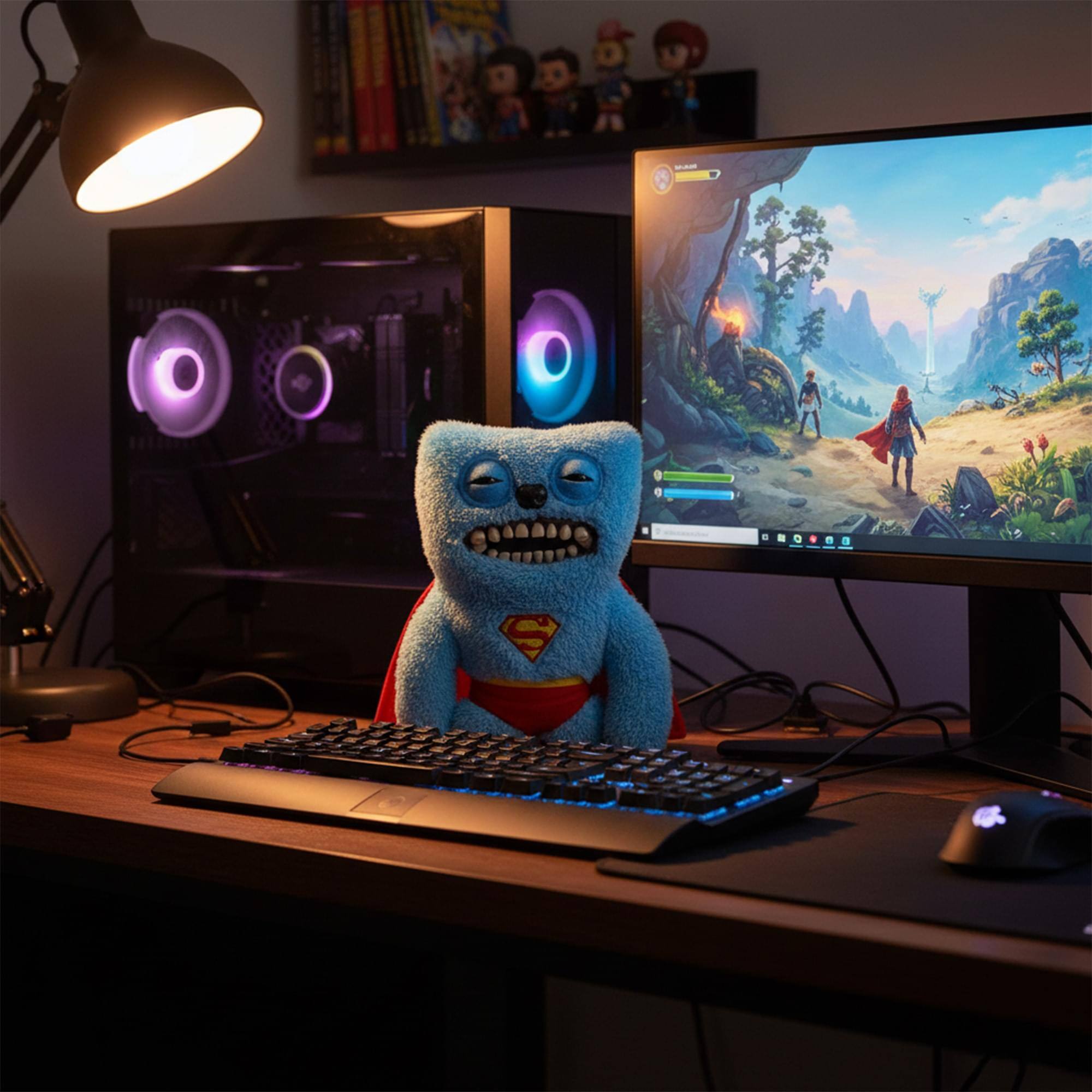 Alt View 3. ZURU - DC x Fuggler 9 Inch Collector Plush | Superman - Blue.