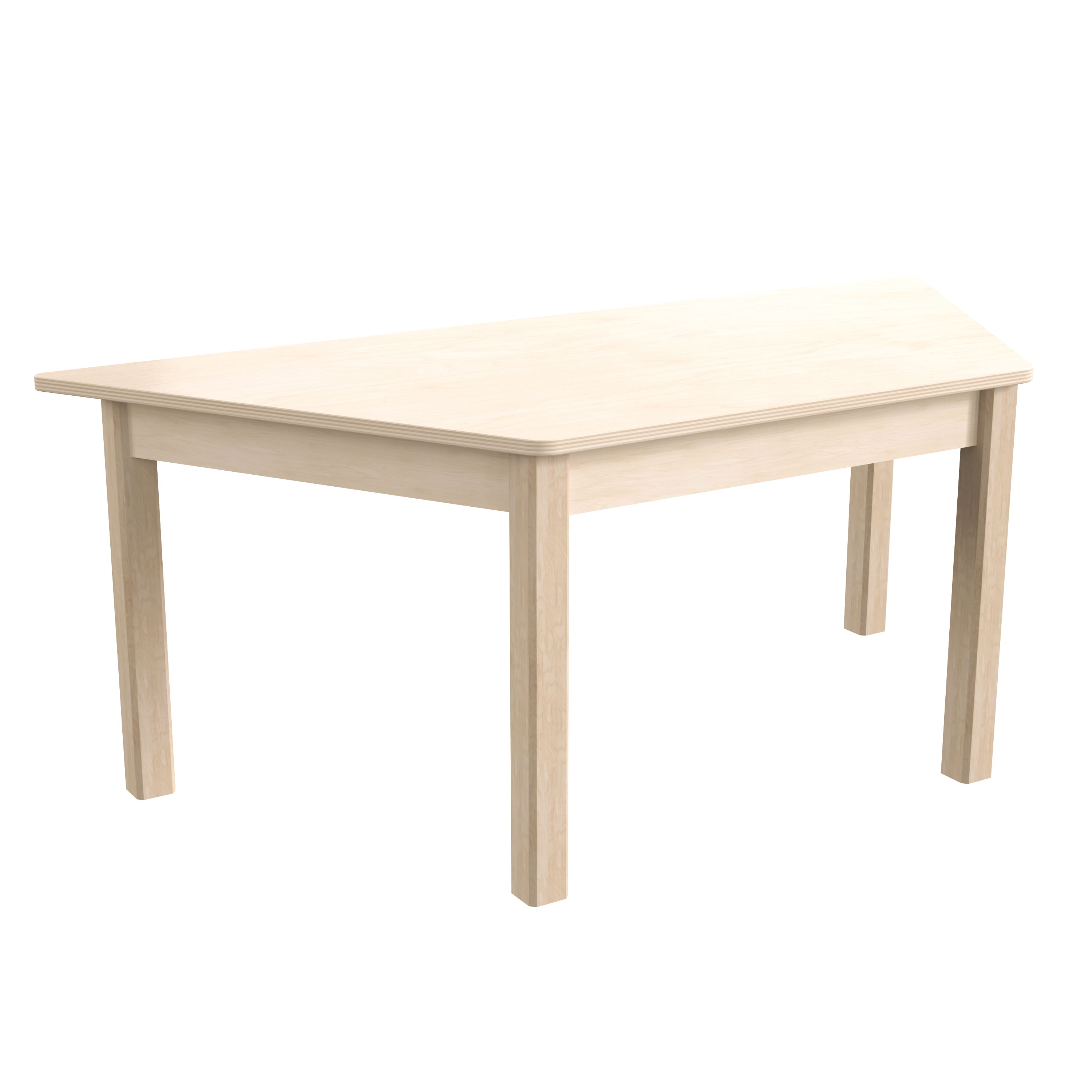 Flash Furniture - Bright Beginnings Commercial Grade Wooden Trapezoid Preschool Classroom Activity Table, (20.75"W x 47.25"D x 18"H), Beec - Natural