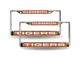 Rico Industries - Clemson Tigers Chrome Metal (Set of 2) Laser Cut License Plate Frames - Multi