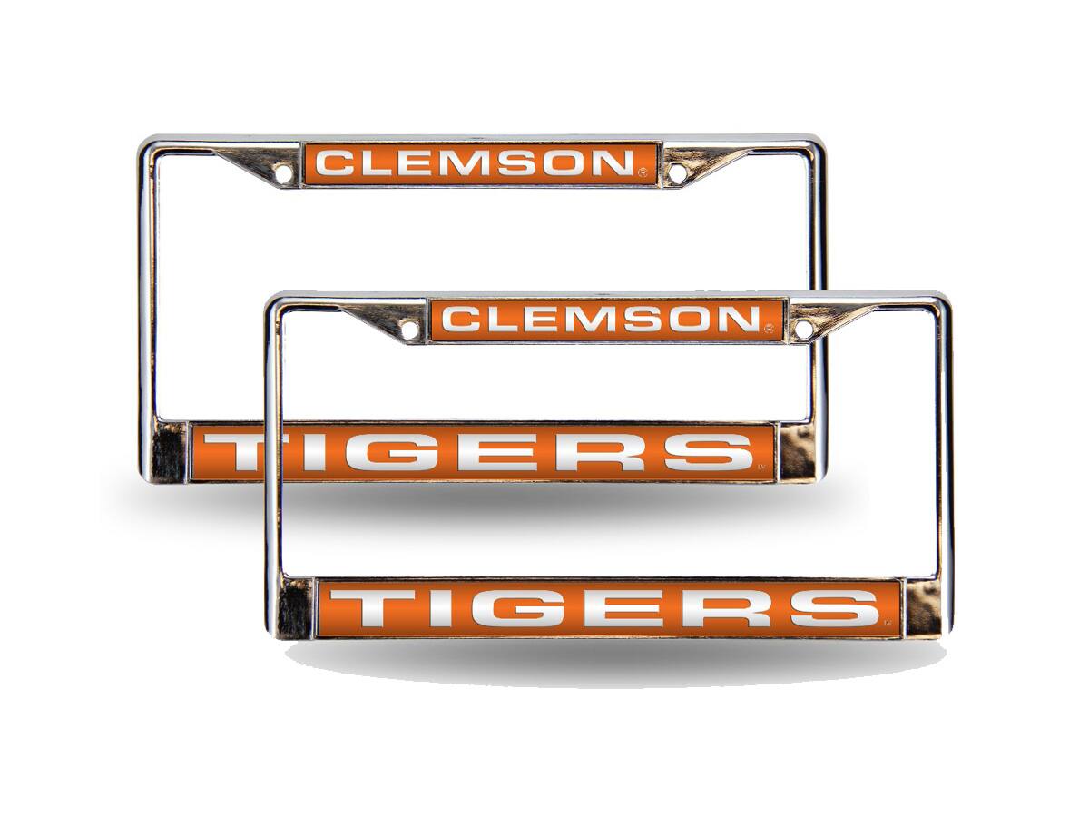Clemson Tigers Chrome Metal (Set of 2) Laser Cut License Plate Frames