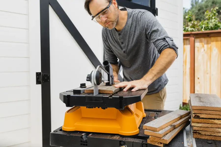 Alt View 17. WORX - 5.5 Amp BladeRunner Electric Table Top Saw - Black.