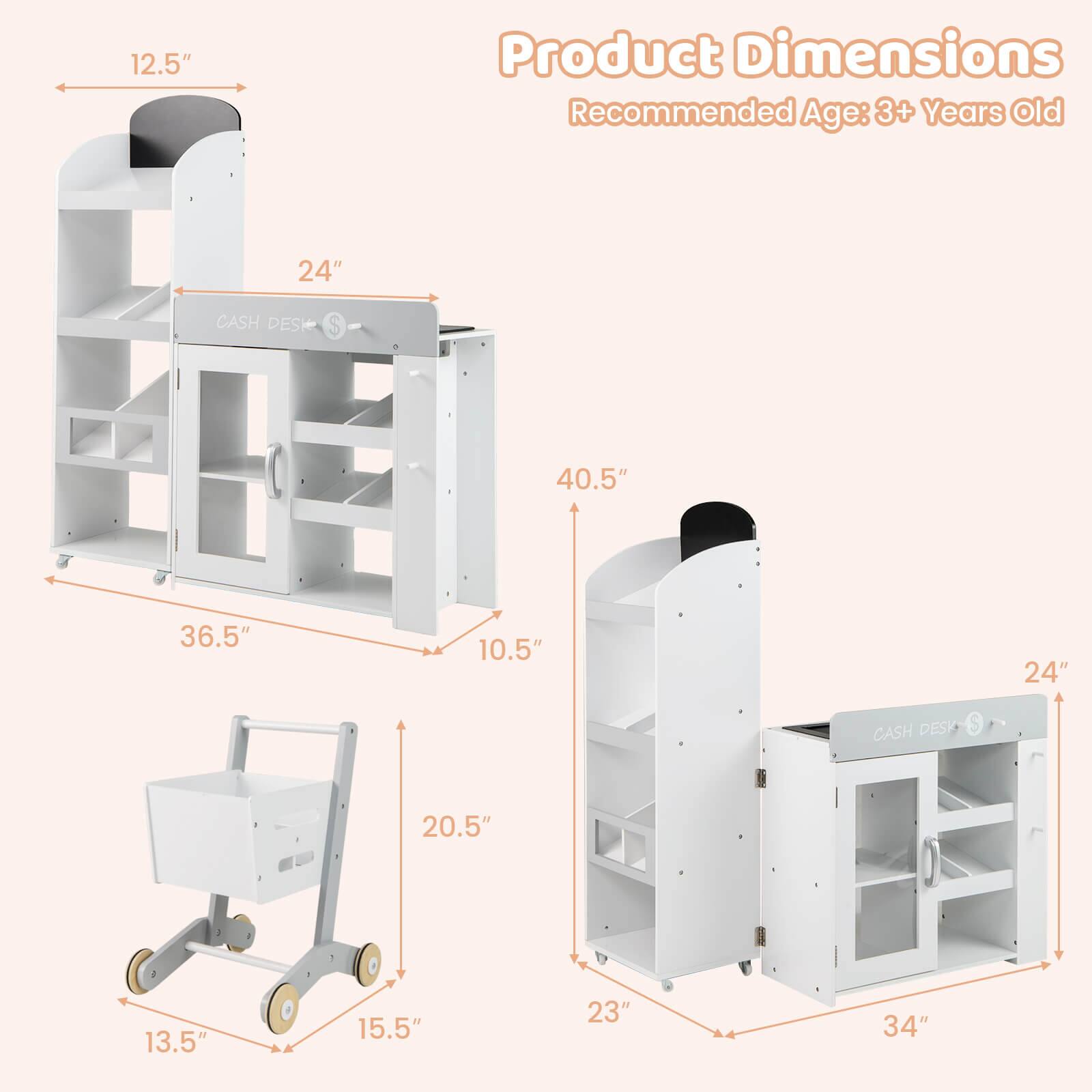 Product Dimensions  
Recommended Age: 3+ Years Old  

- 12.5"  
- 24"  
- 40.5"  
- 36.5"  
- 10.5"  
- 20.5"  
- 13.5"  
- 15.5"  
- 23"  
- 34"