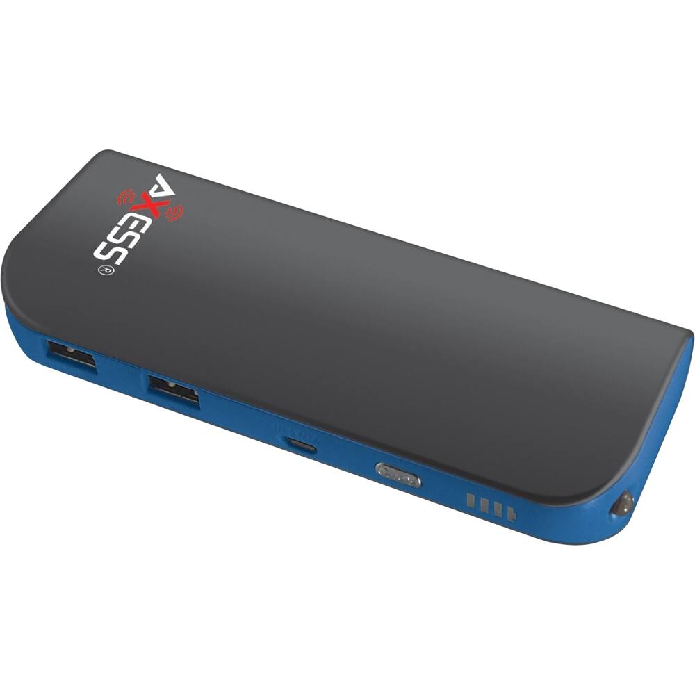 Front Zoom. AXXESS - 10400mAh Power Bank - Gray with Blue Trim.