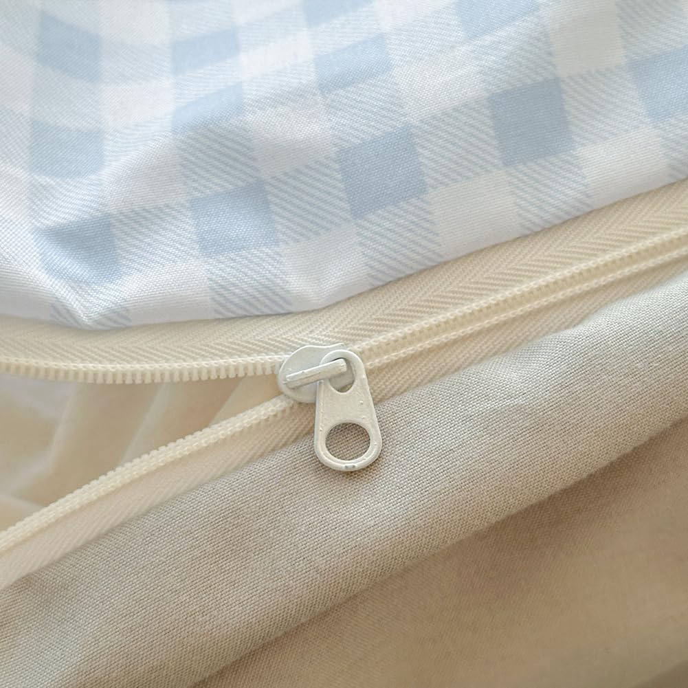 Alt View 5. Earthley Blooms - Light Gingham Duvet Cover Set Grid Simple Geometric Square Pattern Comforter Soft Plaid Washed Microfiber - Red Gingham-Twin/Twin XL(68"*90").