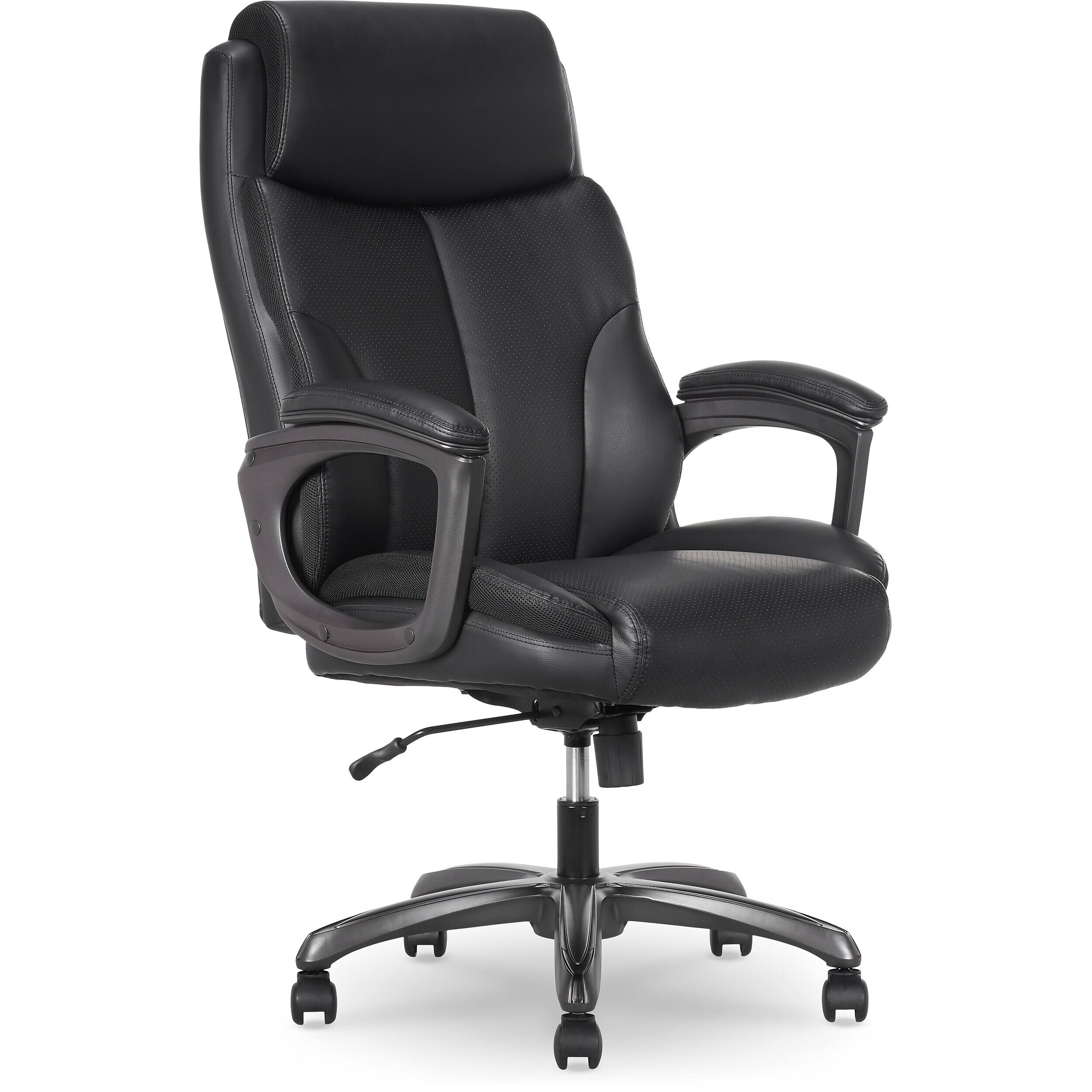 Front. Thomasville Furniture - Danvers Ergonomic Polyurethane Big & Tall Chair, 400 lb. Capacity, Black (52403-BLK) - Black.