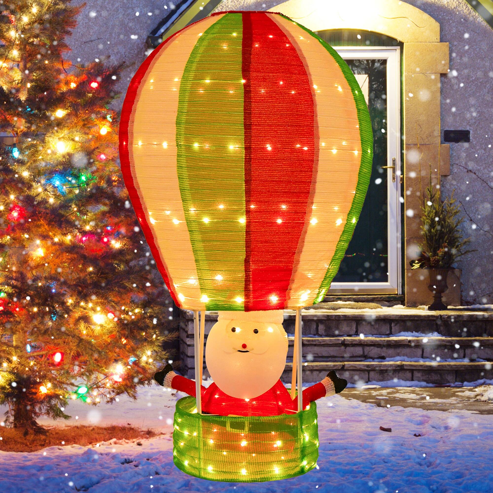Alt View 13. Costway - 4.5 FT Christmas Santa Claus with Hot Air Balloon Pop-up Pre-Lit Christmas Decoration - Red/Green/White.