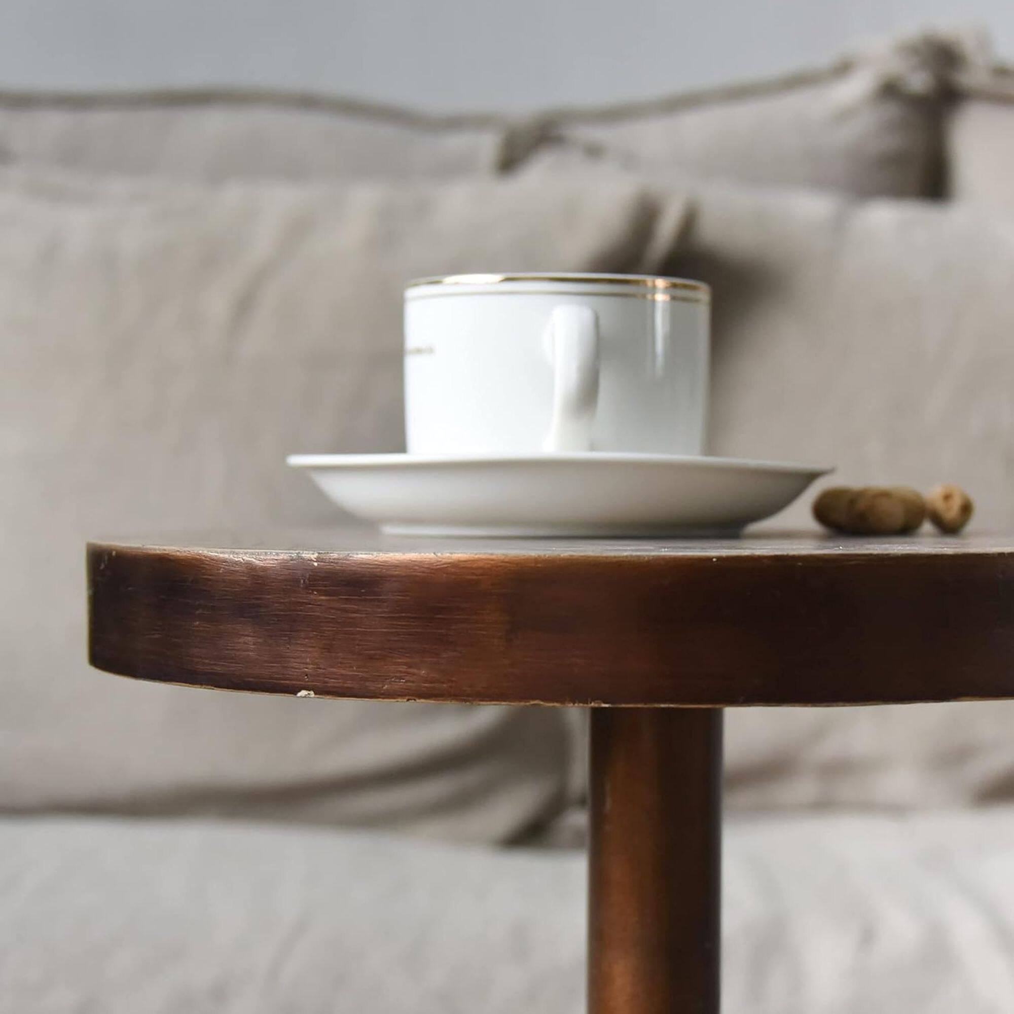 Alt View 7. COZAYH - COZAYH Small Pedestal End Table, Living Room Furniture, Light Espresso, Set of 2 - Brown.