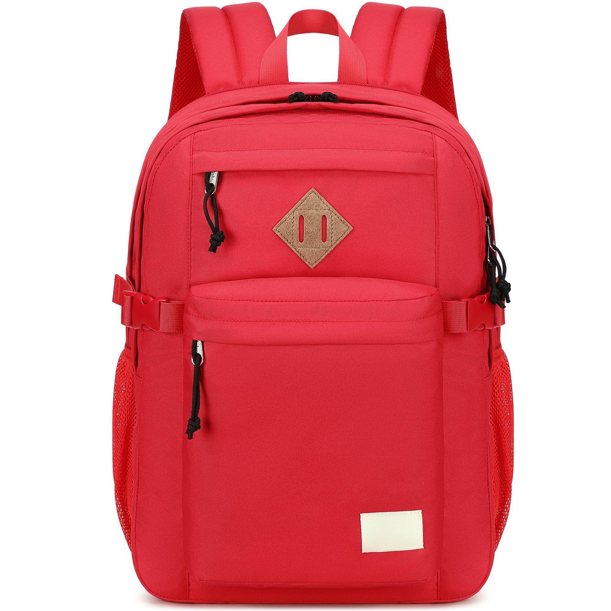 Stamp n Camp - 29l Backpack For School College Bookbag Middle High Backpacks Casual Daypack Travel (black) - Red