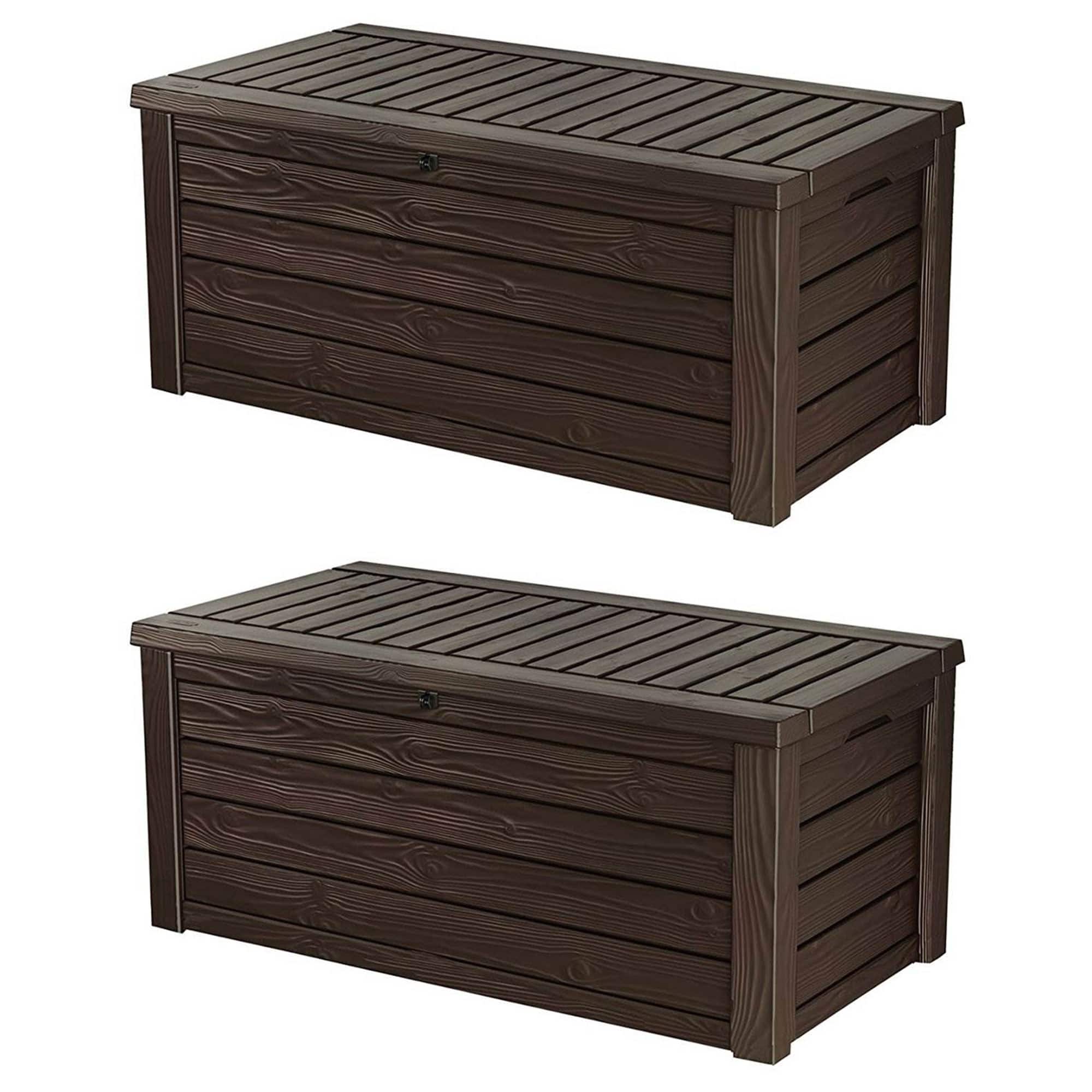 Keter - Westwood Outdoor 150 Gal Deck Storage Box for Yard Tools, (2 Pack) - Brown