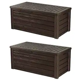 Keter - Westwood Outdoor 150 Gal Deck Storage Box for Yard Tools, (2 Pack) - Brown