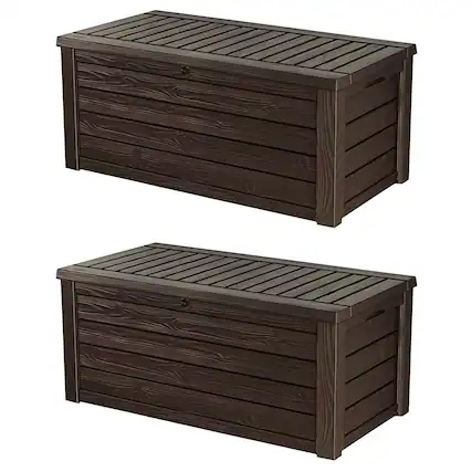 Front. Keter - Keter Westwood Outdoor 150 Gal Deck Storage Box for Yard Tools, Brown (2 Pack) - Brown.