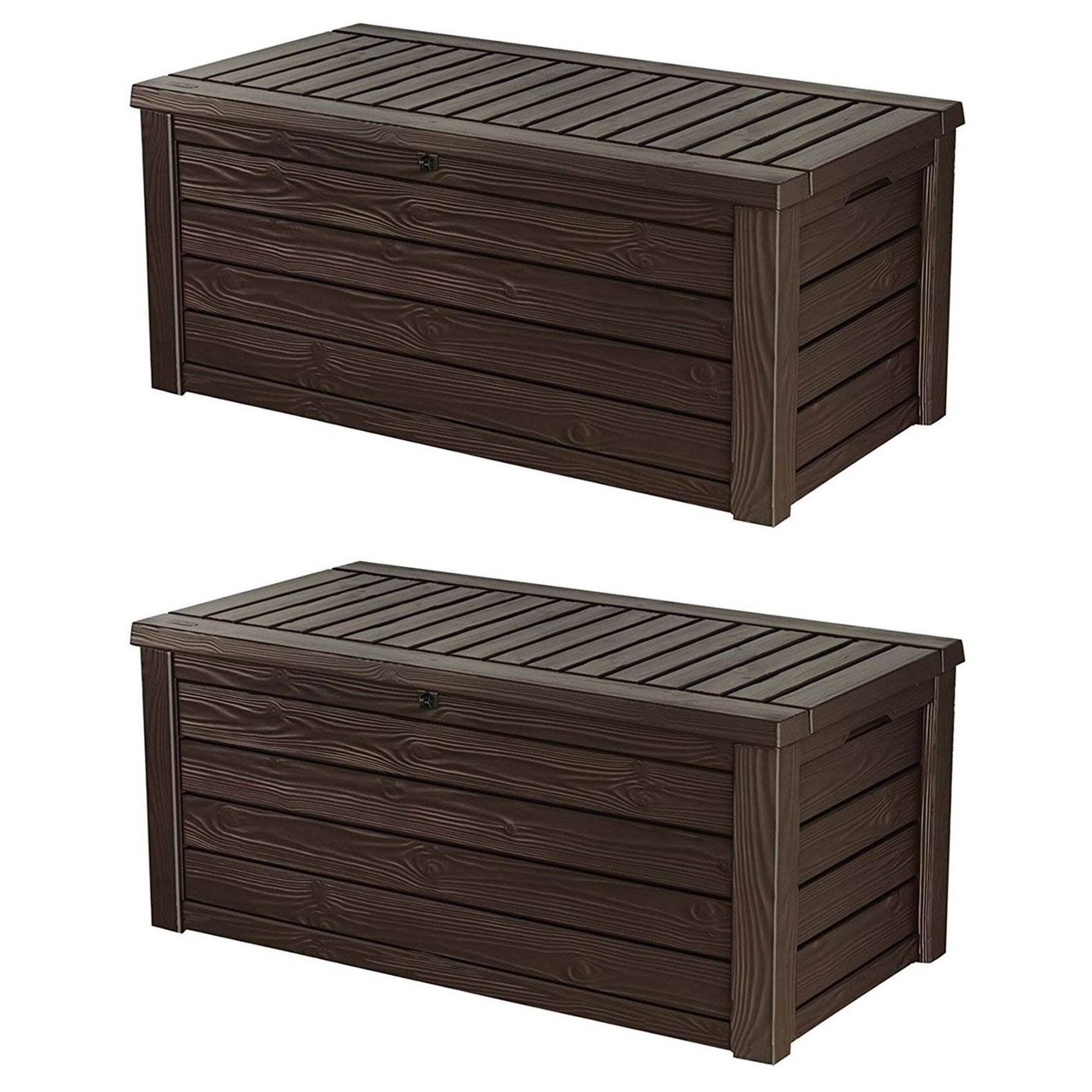 Front. Keter - Keter Westwood Outdoor 150 Gal Deck Storage Box for Yard Tools, Brown (2 Pack) - Brown.