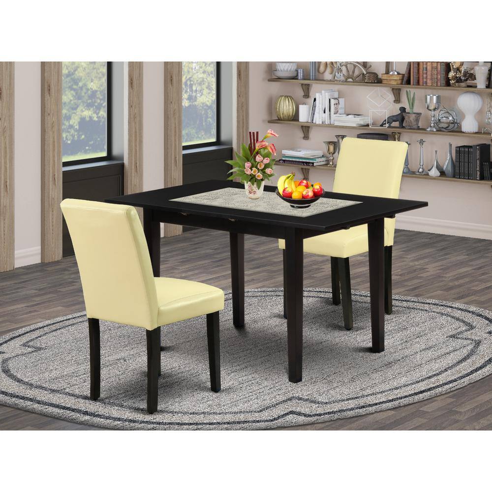 Back. East West Furniture - Dining Table- Dining Chairs - Brown.