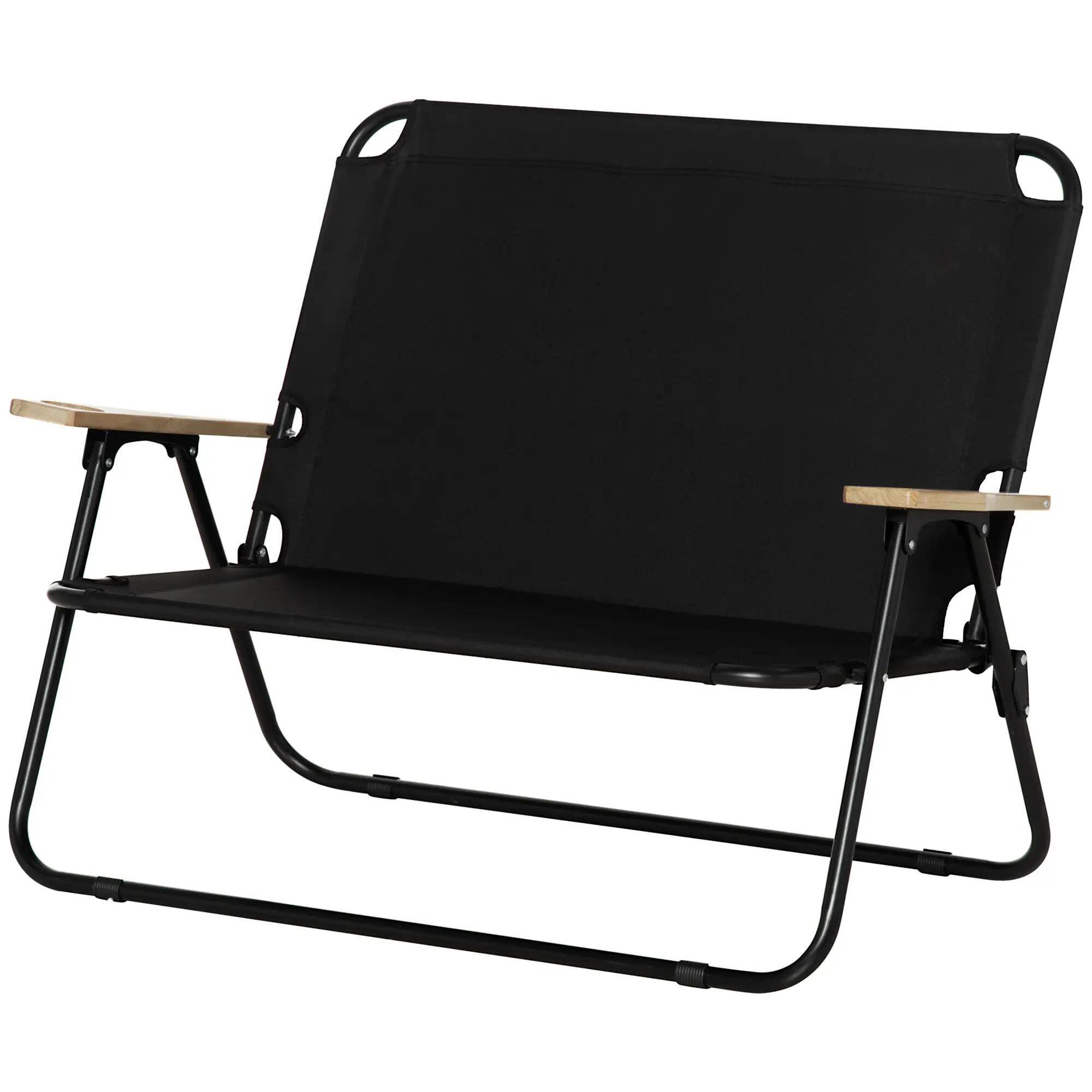Angle. Resenkos - Resenkos Double Folding Camping Chair, Loveseat For 2 Adults, Portable Camping Couch, Black - Black.