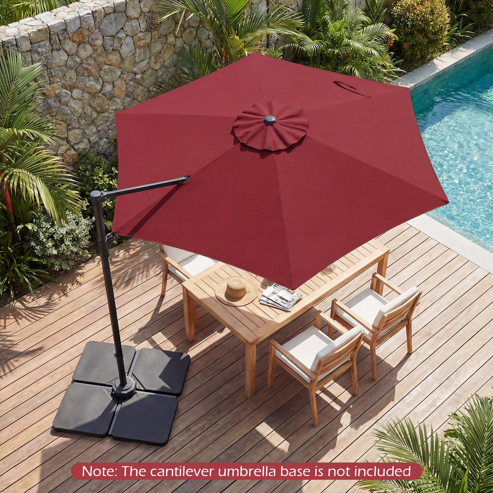 Note: The cantilever umbrella base is not included