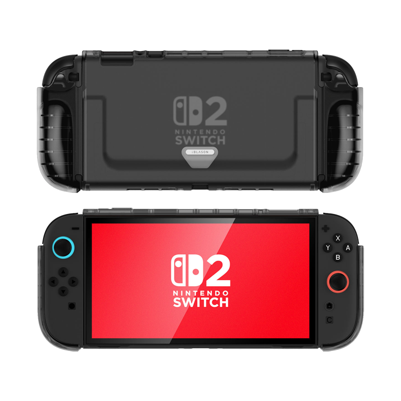 i-Blason - Nintendo Switch 2 Clear Case | Shock-Absorbing TPU, Foldable Joy-Con Holder, Dockable, Non-Slip Grip, Precise Cutouts - Frost Black