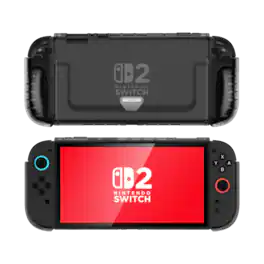 i-Blason - Nintendo Switch 2 Clear Case | Shock-Absorbing TPU, Foldable Joy-Con Holder, Dockable, Non-Slip Grip, Precise Cutouts - Frost Black