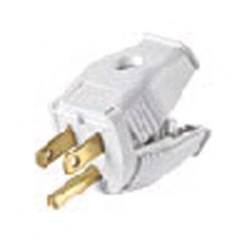 Angle. Leviton - Leviton Commercial and Residential Thermoplastic Straight Blade Plug 5-15P 18-12 AWG 2 Pole 3 Wire - White.