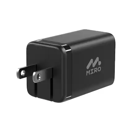 Front. Miro - D2 GaN 1C1A 45W Fast Charging Wall Charger - Black.