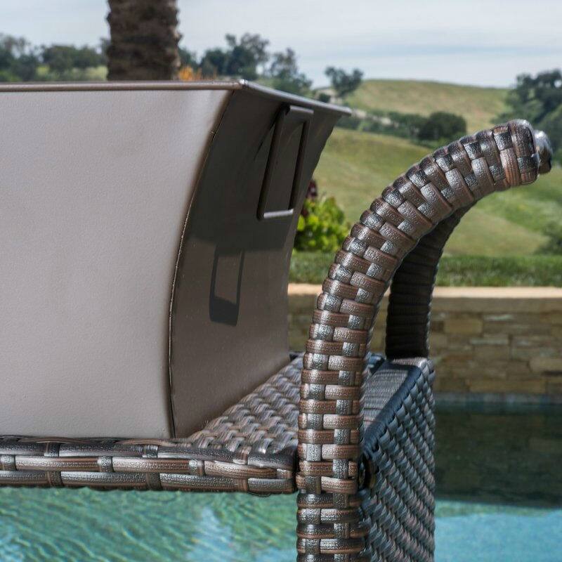 Angle. Hivvago - Outdoor Sturdy Resin Wicker Serving Bar Cart with Tray Brown Rattan - Brown.