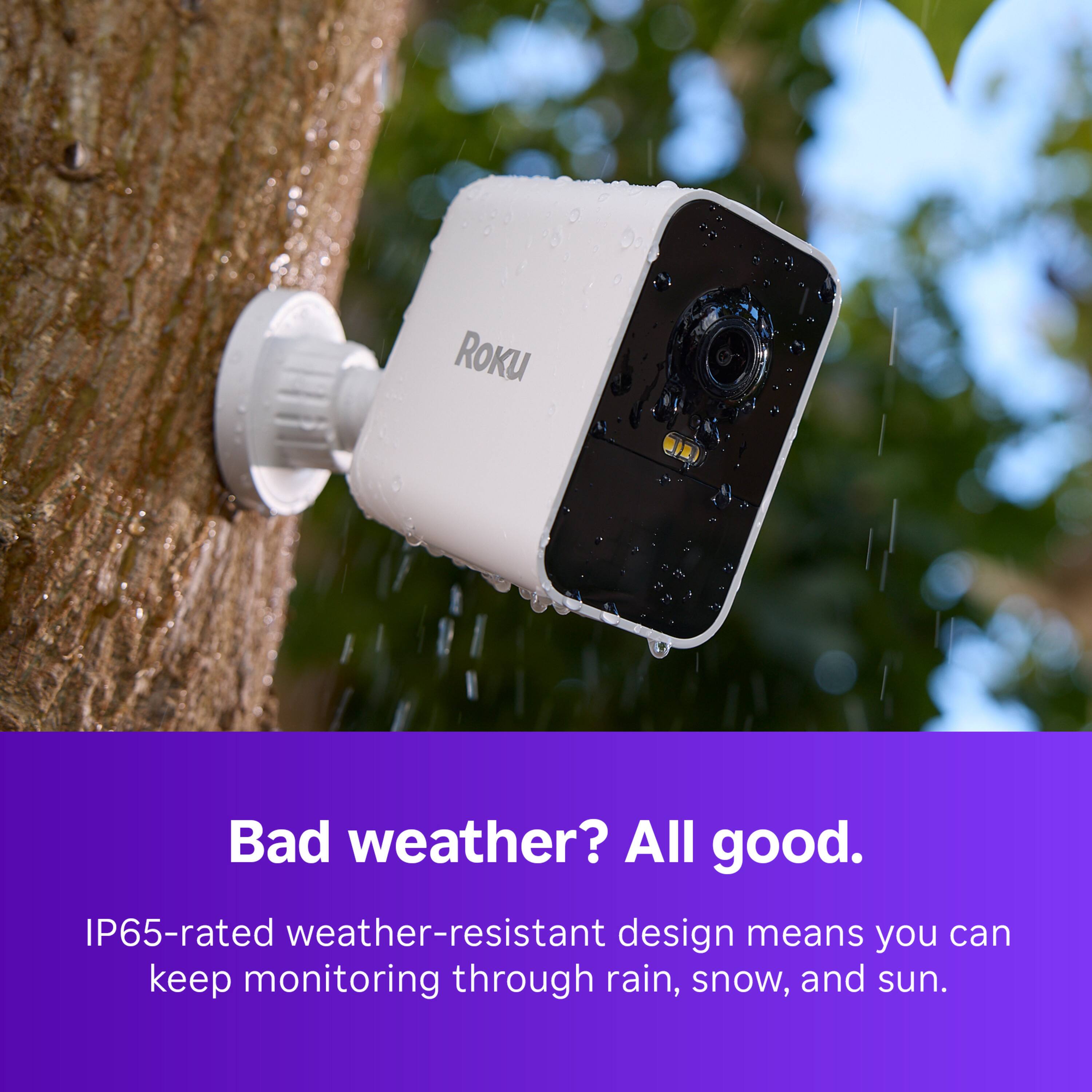RoKU Bad weather? All good. IP65-rated weather-resistant design means you can keep monitoring through rain, snow, and sun.