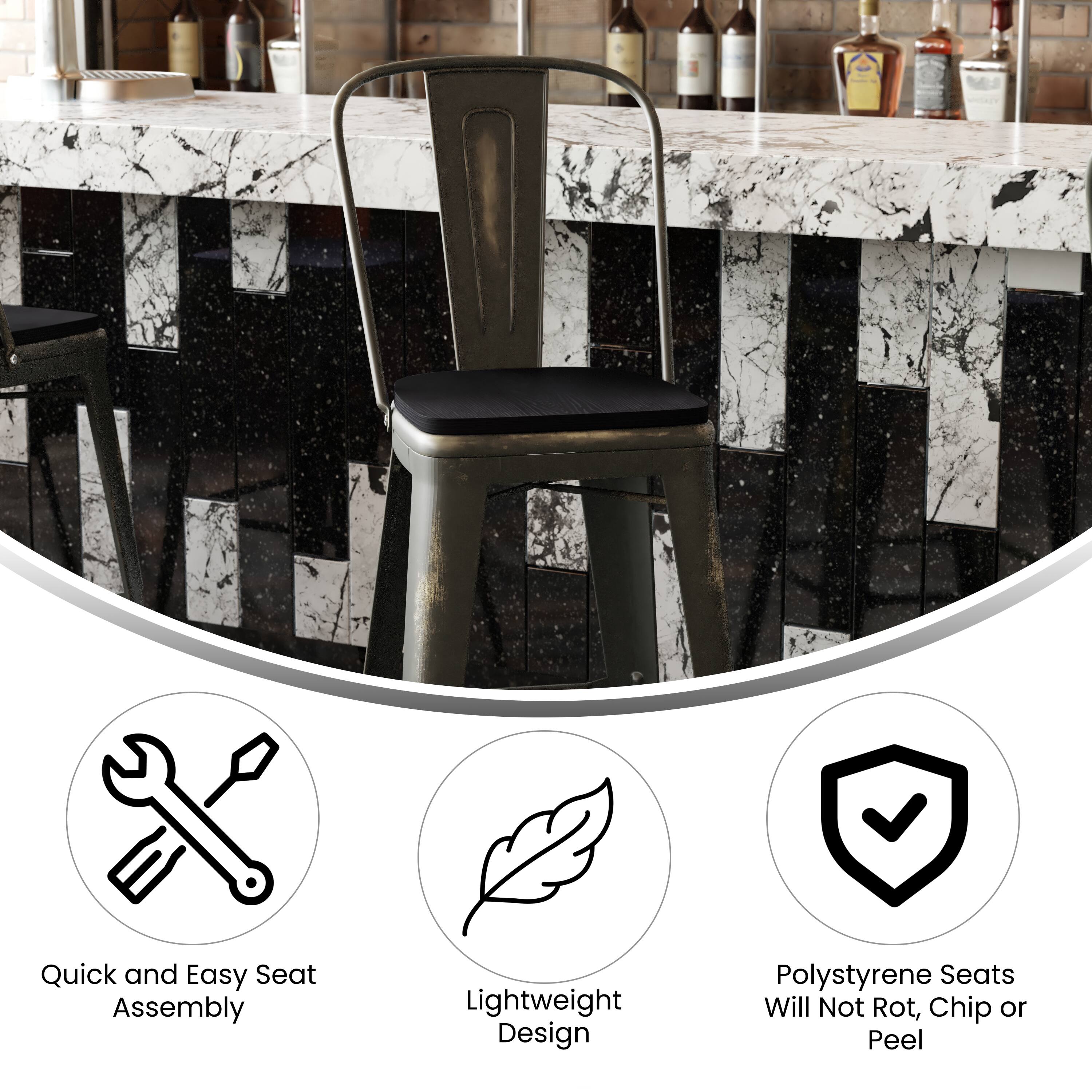 Quick and Easy Seat Assembly  
Lightweight Design  
Polystyrene Seats Will Not Rot, Chip or Peel