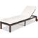 Front. Costway - Patio Rattan Lounge Chair Chaise Recliner Back Adjustable Cushioned W/Wheels - white.
