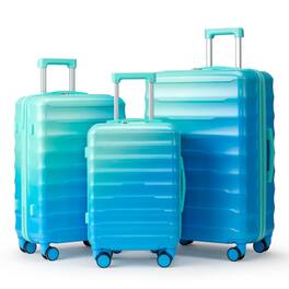 Winado - Carry on Luggage Set 20"/24"/28" 3 Piece PC+ABS Multicolor Hardshell Suitcase Set with TSA Lock & Spinner Wheels - Gradient Blue