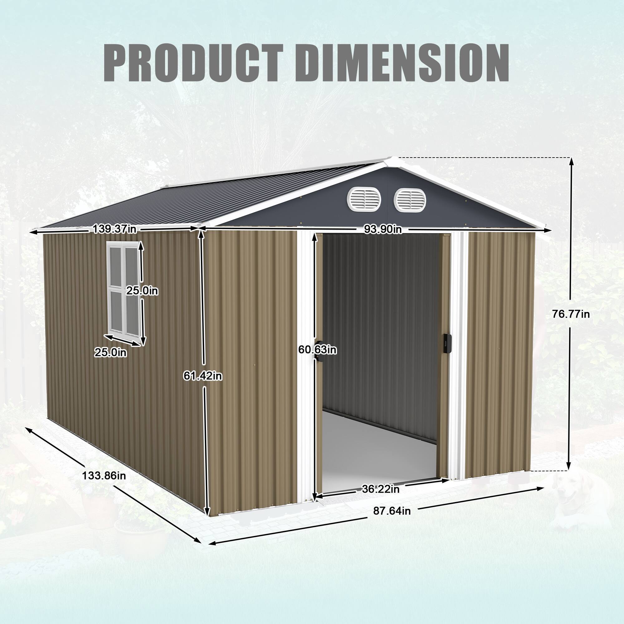 PRODUCT DIMENSION

139.37in  
93.90in  
25.0in  
76.77in  
25.0in  
60.63in  
61.42in  
133.86in  
36.22in  
87.64in