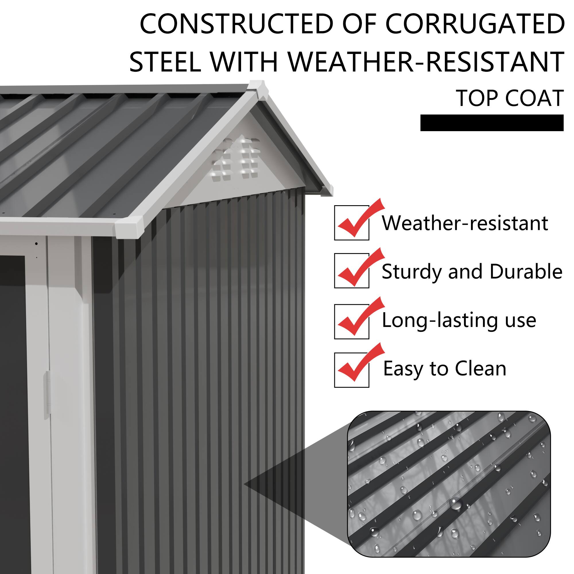 CONSTRUCTED OF CORRUGATED STEEL WITH WEATHER-RESISTANT TOP COAT

- Weather-resistant
- Sturdy and Durable
- Long-lasting use
- Easy to Clean