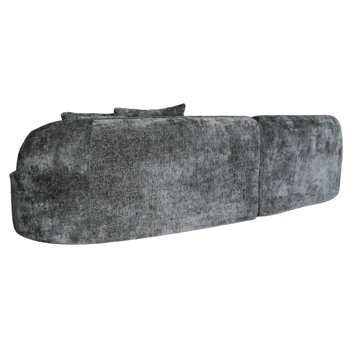 Alt View 7. Ropilly - Ropilly Curved Sectional Sofa, Dark Grey Chenille Couch with Deep Seats, Modern 4 Seat Modular Sofa - Dark Grey.