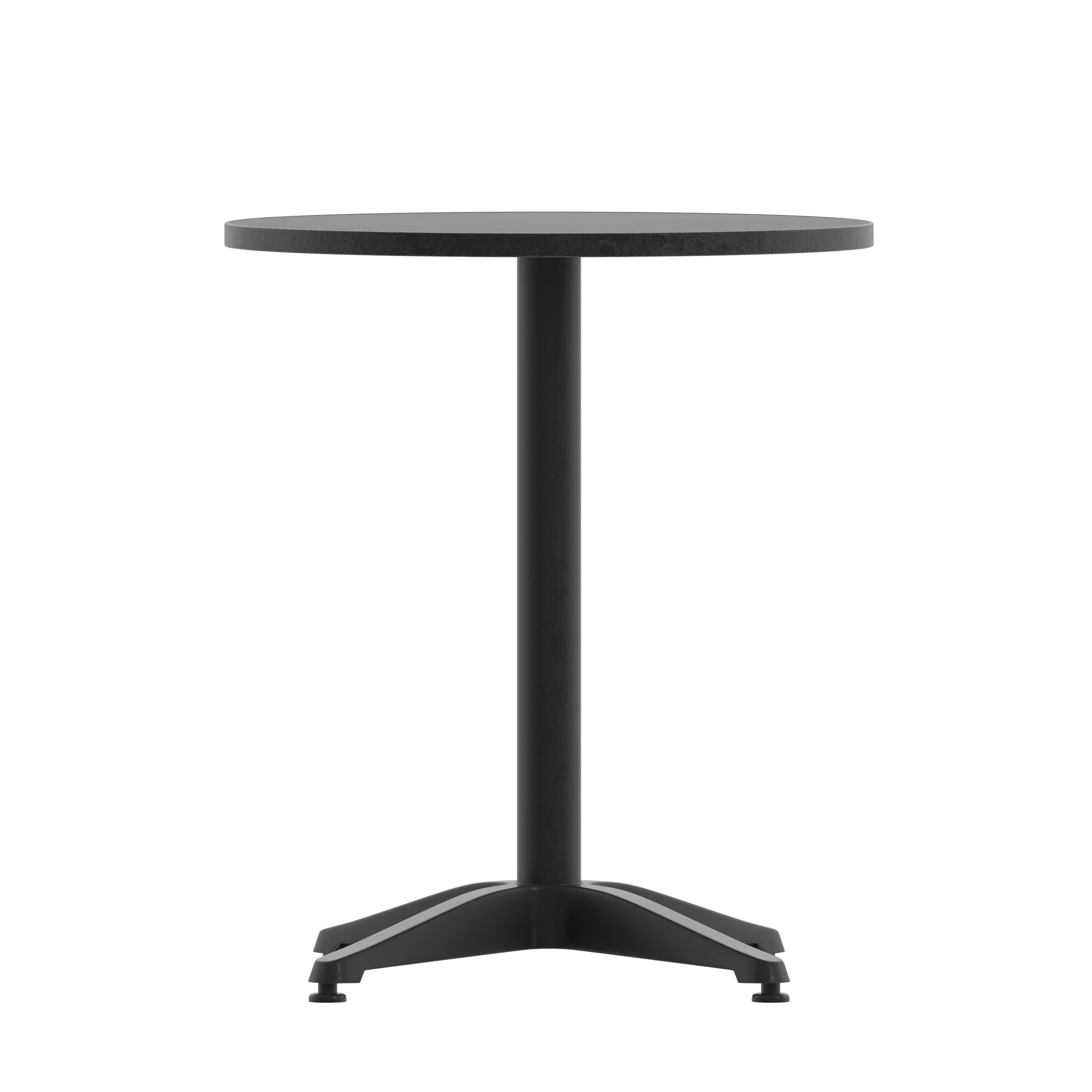 Alt View 9. Emma + Oliver - 23.5'' Round Aluminum Indoor-Outdoor Table with Base - Black.