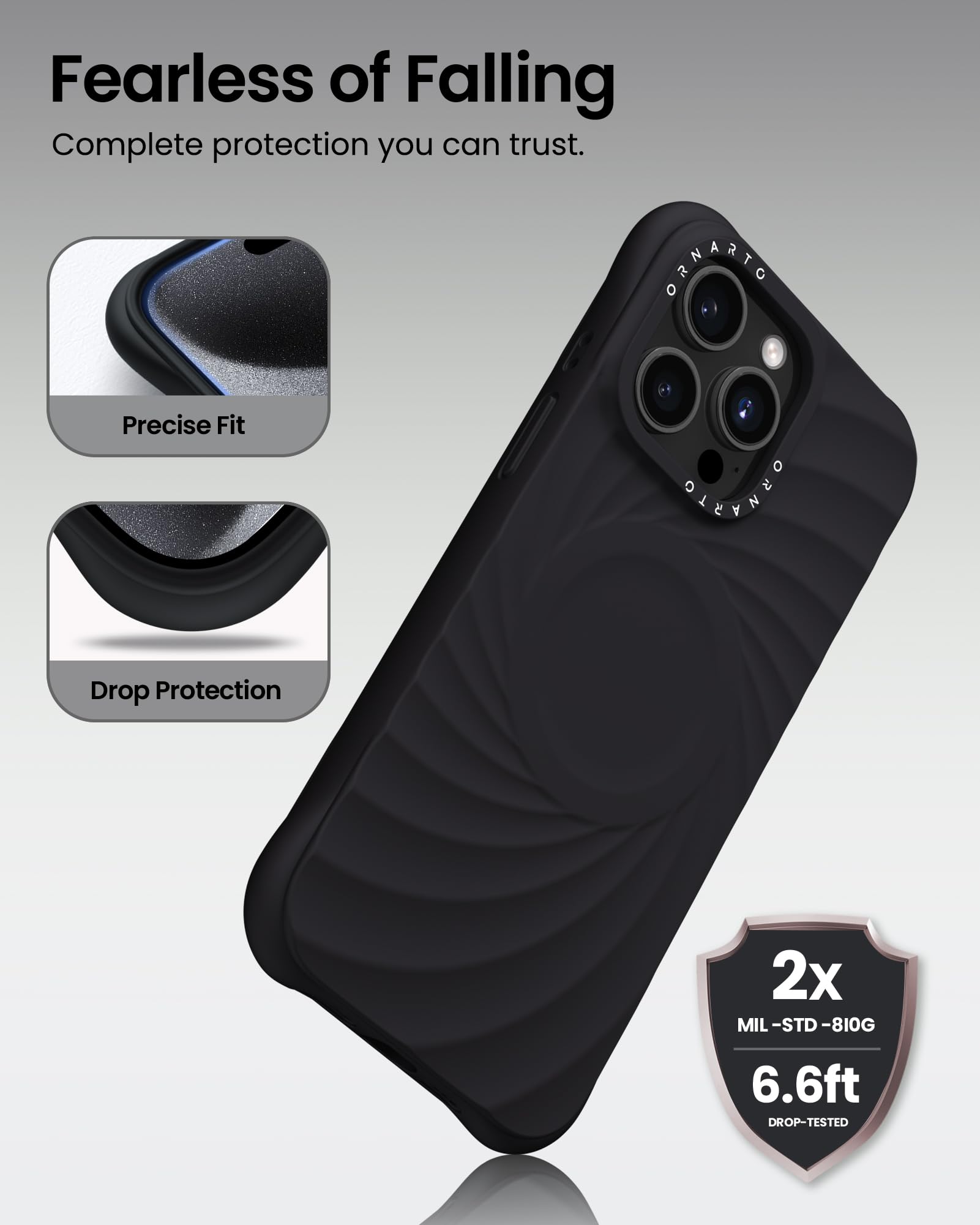 Fearless of Falling Complete protection you can trust. DENARTO Precise Fit Drop Protection 2x MIL-STD-810G 6.6ft DROP-TESTED