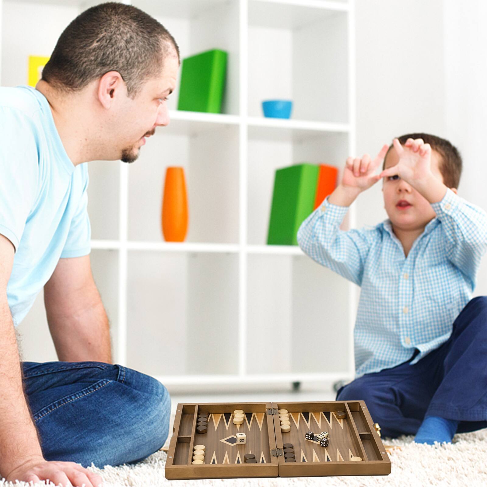 Alt View 3. GSE Games & Sports Expert - Premium Magnetic Wooden Folding Inlay Backgammon Board Game Set (Star-11").