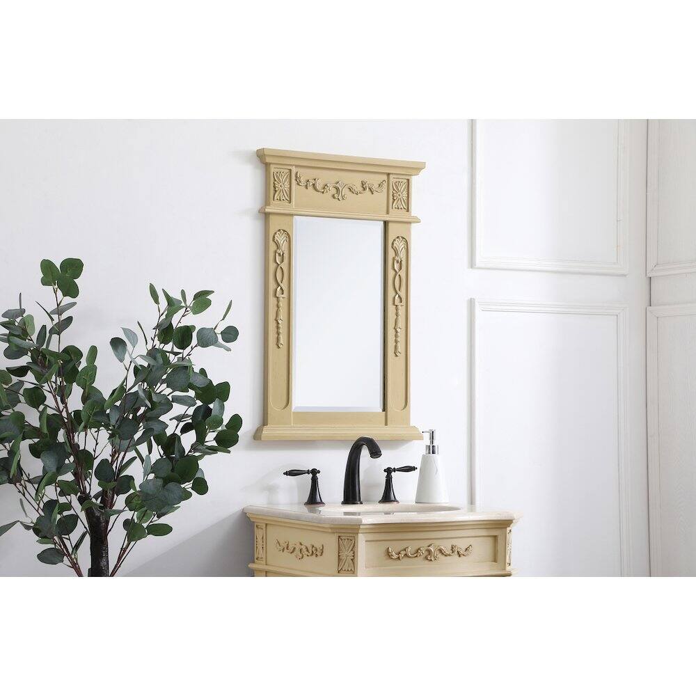 Back. Elegant Decor - Wood Frame Mirror 18 Inch X 28 Inch In Light Antique Beige - Light Antique Beige.