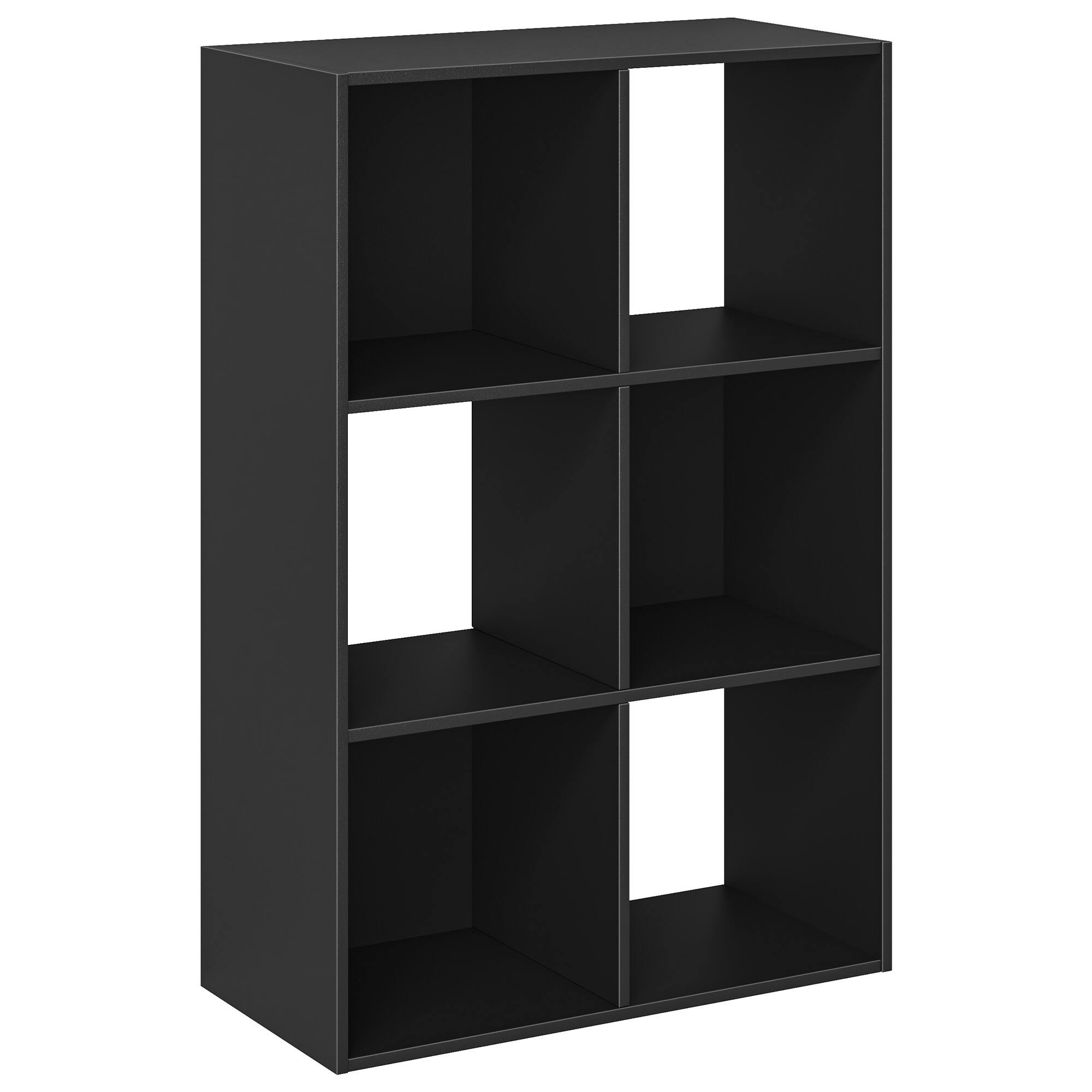 Front. Sweetcrispy - 6-Cube Storage Organizer, 11-in Display Storage System, Bookshelf w/ Removable Back Panels Vertical Horizontal - Black.