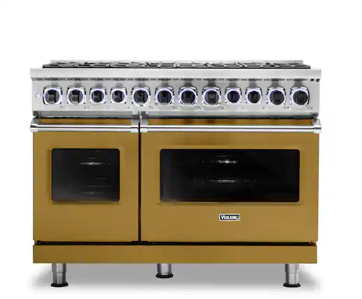 Front. Viking - 48"W./24"D. Dual Fuel Sealed Burner Range-8 Burners-LP - Golden Hour.