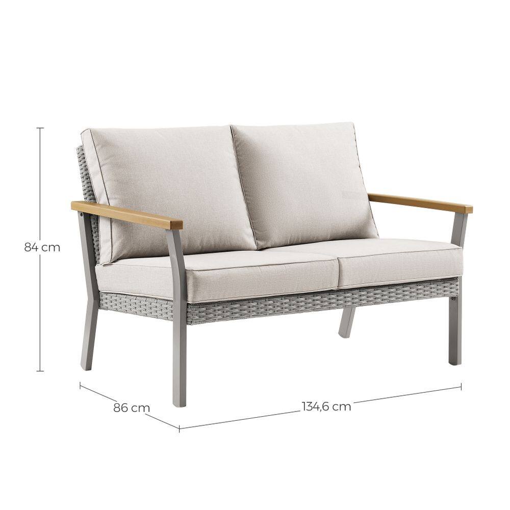 Alt View 2. Songmics Home - Sencillo Collection - Outdoor Steel Loveseat 2-Seat Sofa Bone Color - Gray.