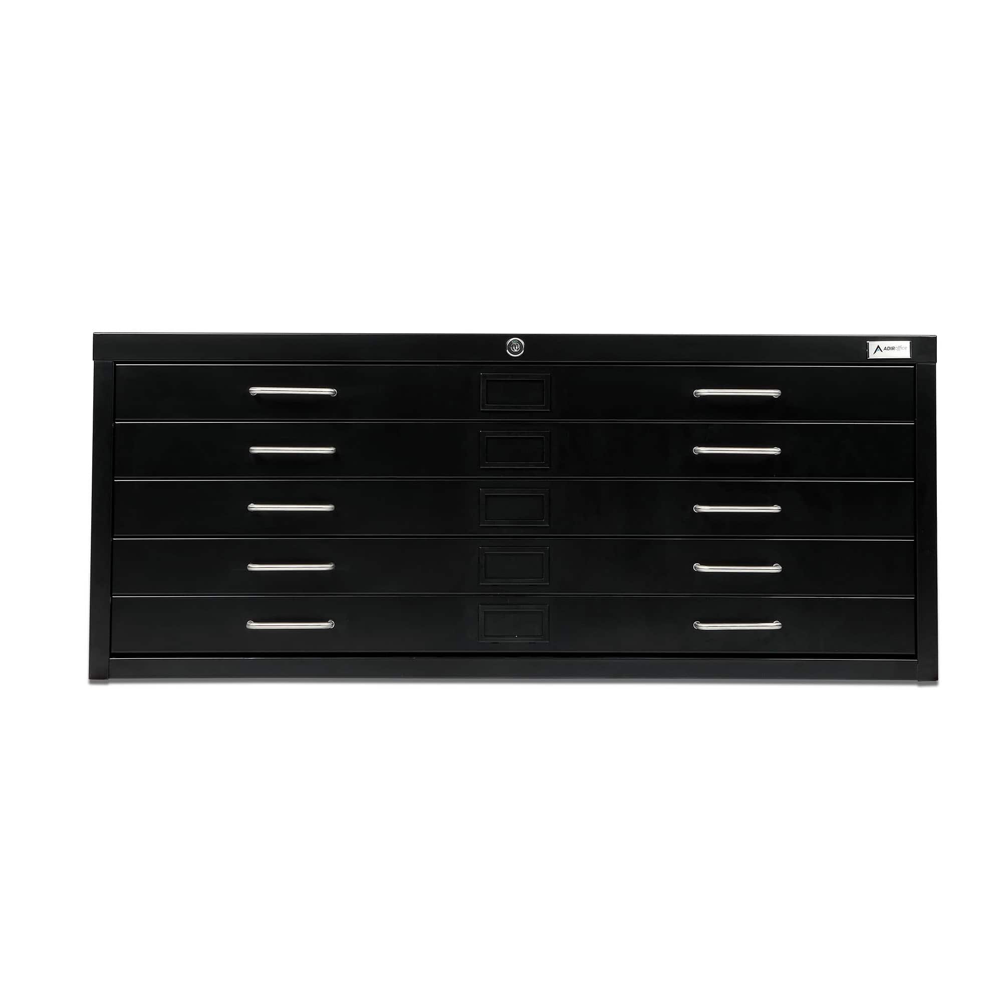 AdirOffice - Blueprint File Cabinet, 5-Drawer, Large Document Lateral File Cabinet - Black-40.37" W x 29.37" D x 19.29" H
