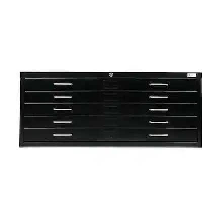 Front. AdirOffice - Blueprint File Cabinet, 5-Drawer, Large Document Lateral File Cabinet - Black-40.37" W x 29.37" D x 19.29" H.