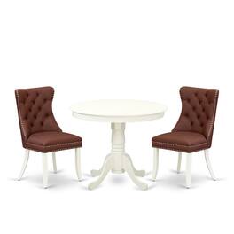 East West Furniture - 3 Piece Dining Table Set for Small Spaces - White