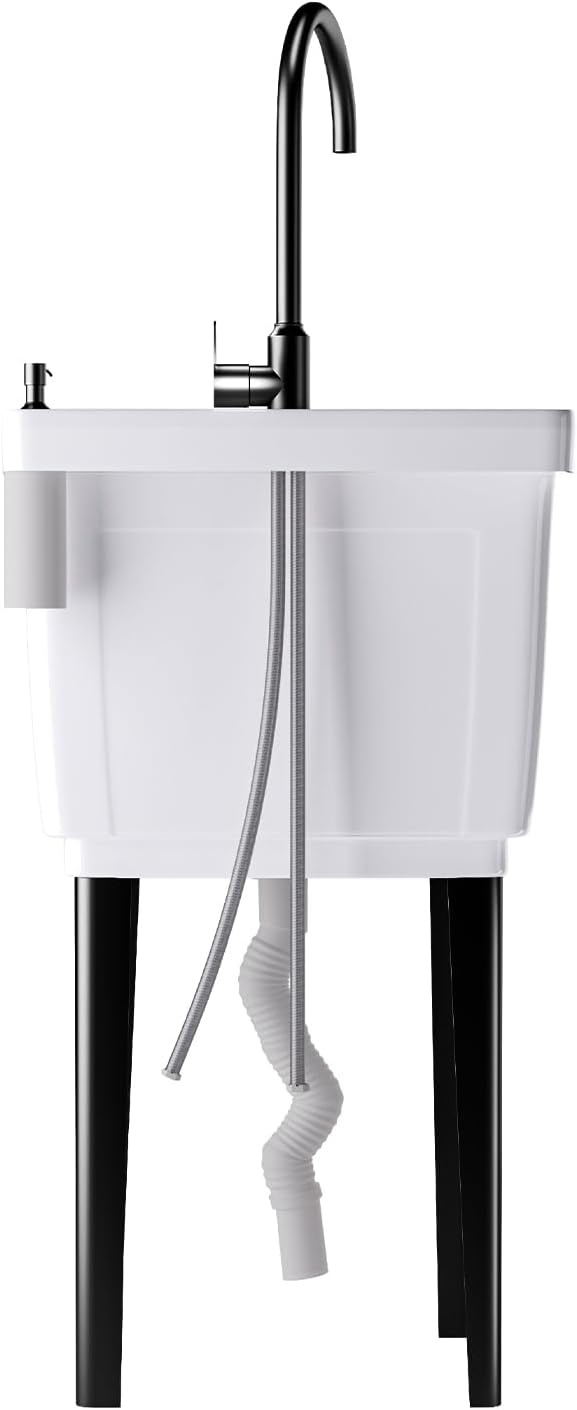 Alt View 6. Circus Cirle - 18-Gallon Utility Sink with Hot/Cold Stainless Steel Faucet - White.