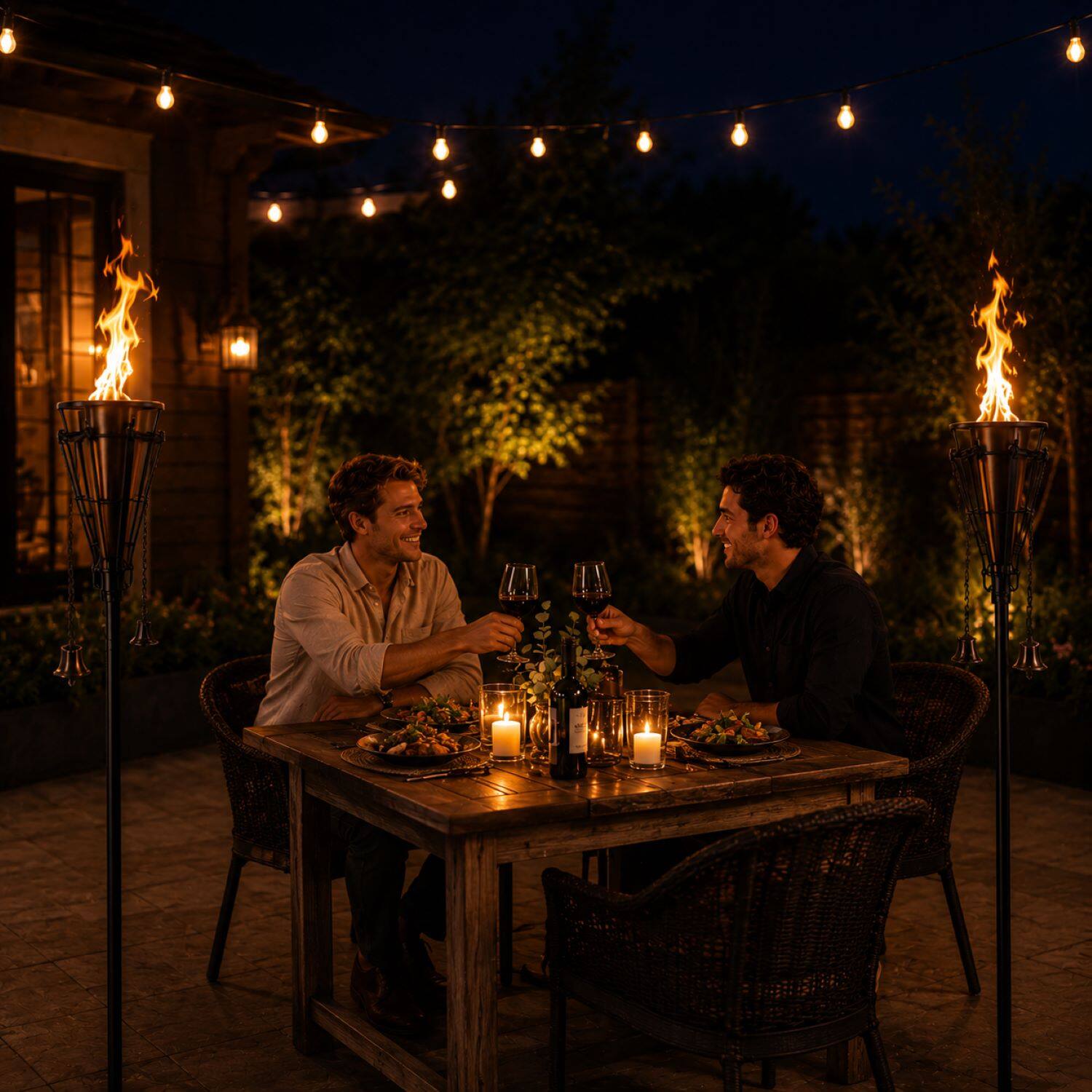 Alt View 1. Sorbus - Matney Outdoor Metal Patio Torches Use for Deck, Patio, Back Yard, Outdoor parties, Wedding – Includes Fiberglass Wick - Bronze 8 Pack.