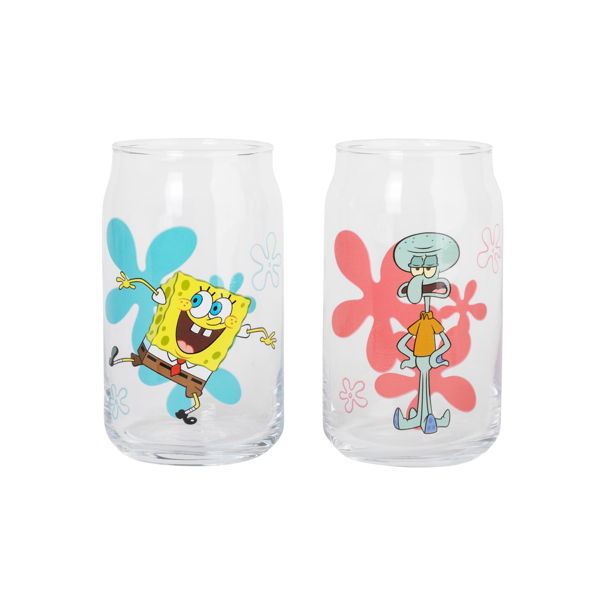 Alt View 2. Silver Buffalo - Nickelodeon SpongeBob SquarePants Characters Can-Shaped Glass Cups | Set of 4 - Multi-Colored.