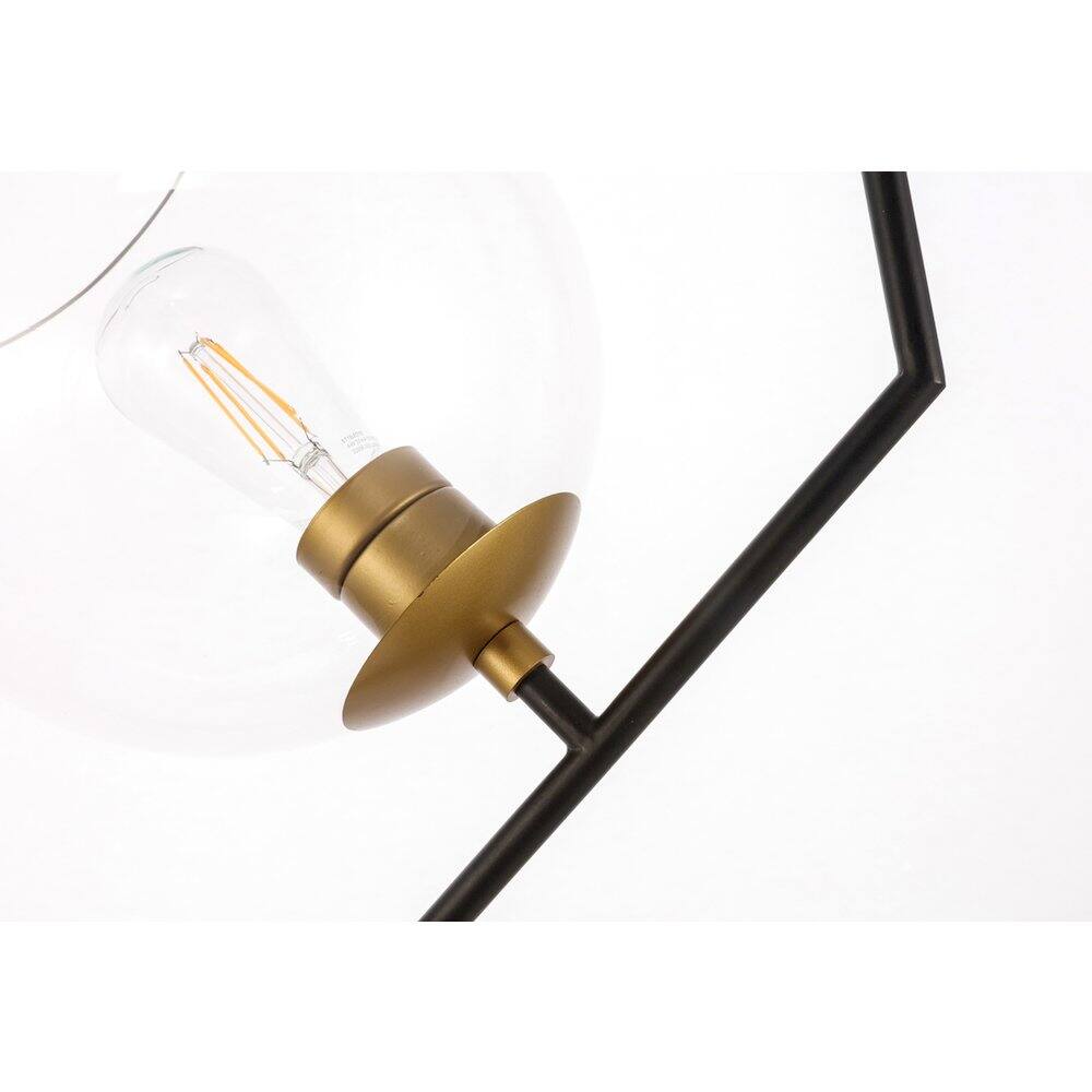 Left. Living District - Ryland 1 Light Black And Brass And Clear Glass Pendant - Black And Brass And Clear Glass.